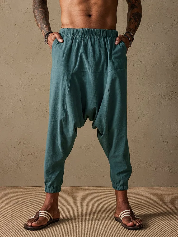 Loose Fit Drop Crotch Cotton Linen Pants sold by Coofandy product image thumbnail 2