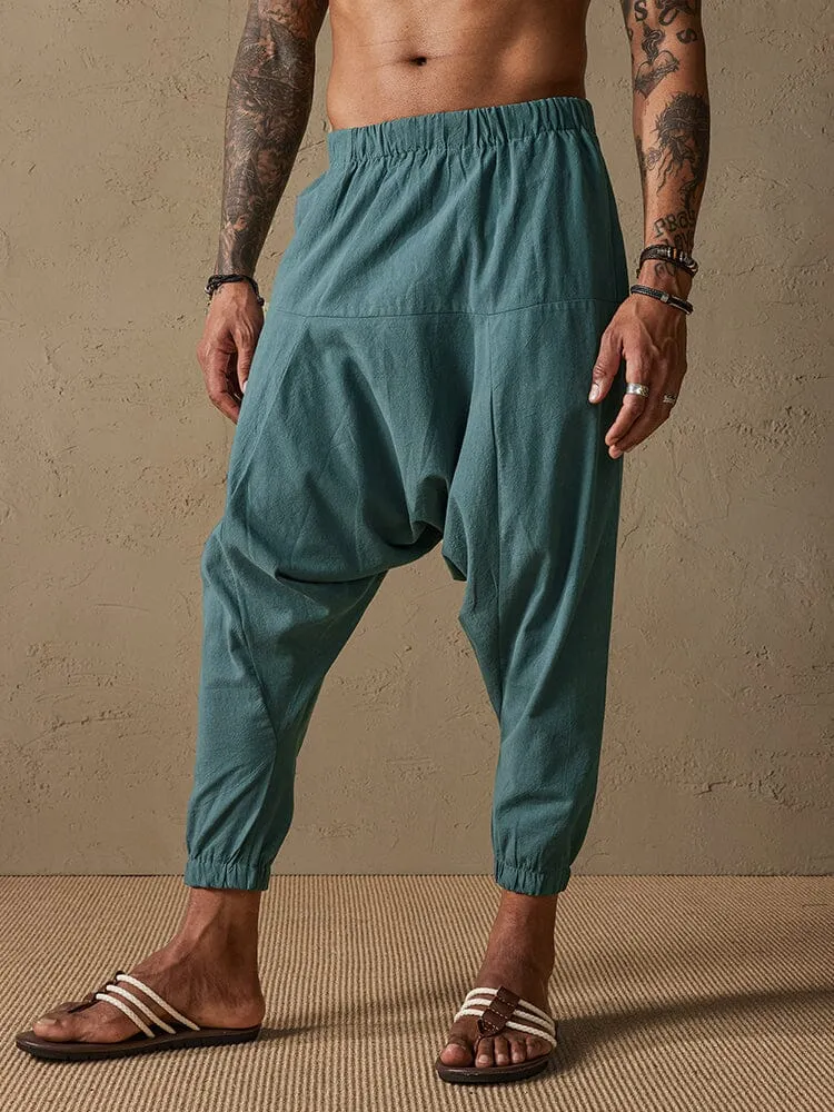 Loose Fit Drop Crotch Cotton Linen Pants sold by Coofandy product image thumbnail 3