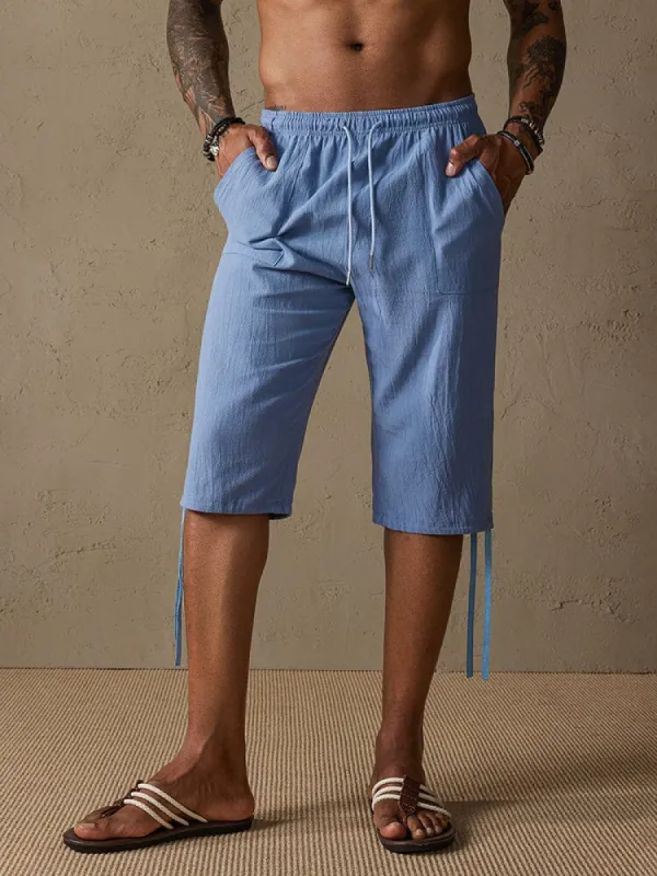 Cotton Linen Casual Drawstring Shorts sold by Coofandy