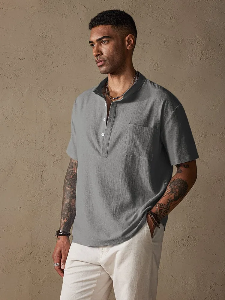 Fashion Cotton Linen Half Button Shirt sold by Coofandy product image thumbnail 4