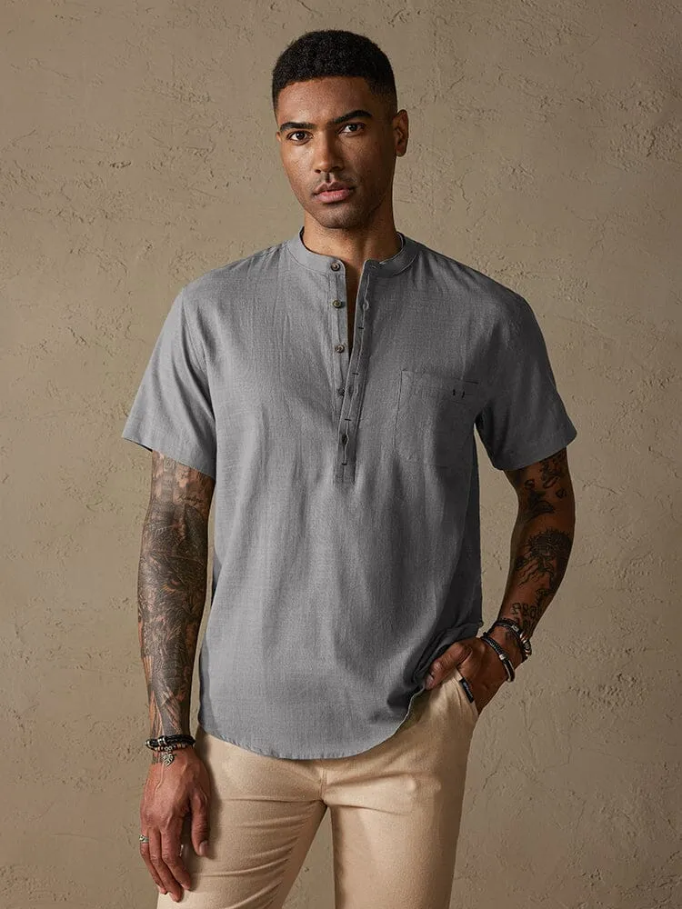 Cozy Half Button Cotton Linen Shirt sold by Coofandy product image thumbnail 4