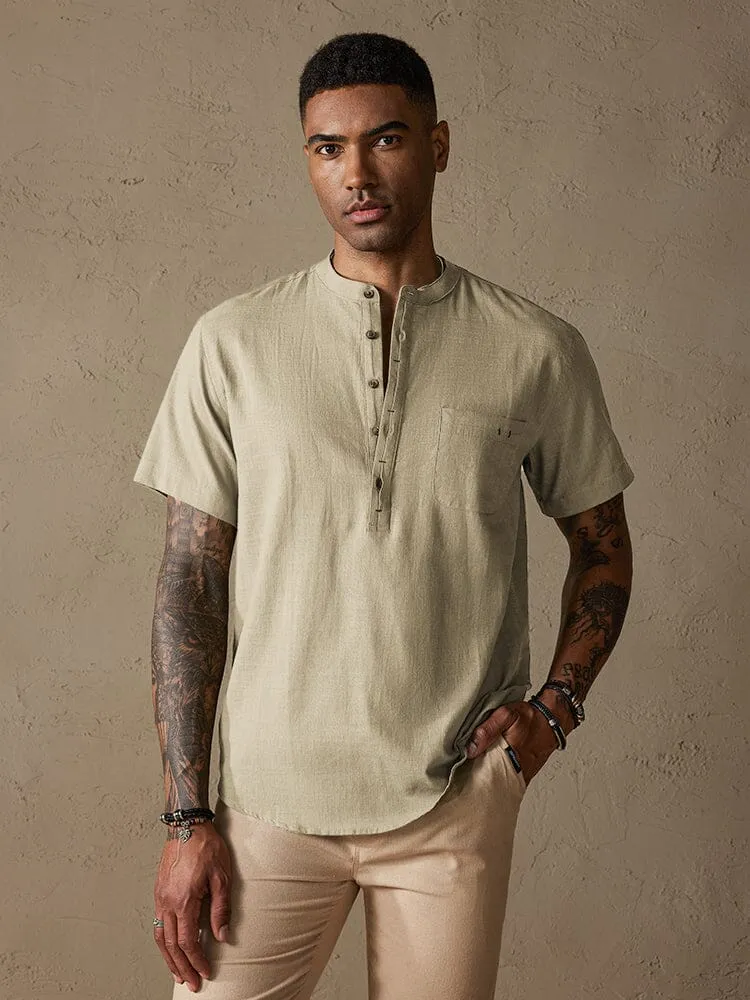 Cozy Half Button Cotton Linen Shirt sold by Coofandy product image thumbnail 3