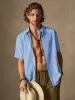 Classic Casual Cotton and Linen Stand Collar Shirt sold by Coofandy