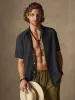 Classic Casual Cotton and Linen Stand Collar Shirt sold by Coofandy