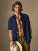 Classic Casual Cotton and Linen Stand Collar Shirt sold by Coofandy