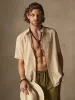Classic Casual Cotton and Linen Stand Collar Shirt sold by Coofandy