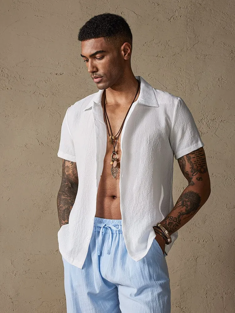 Solid Color Cotton Linen Simple Casual Shirt sold by Coofandy product image thumbnail 2