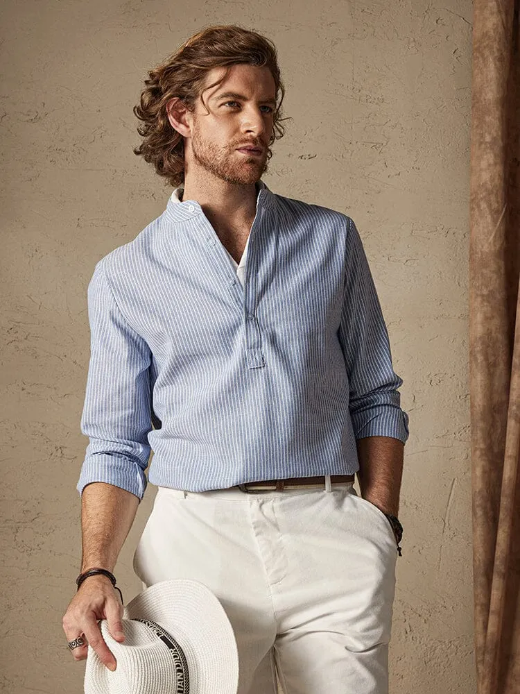 Cotton Linen Stripe Long Sleeve Shirts sold by Coofandy product image thumbnail 4