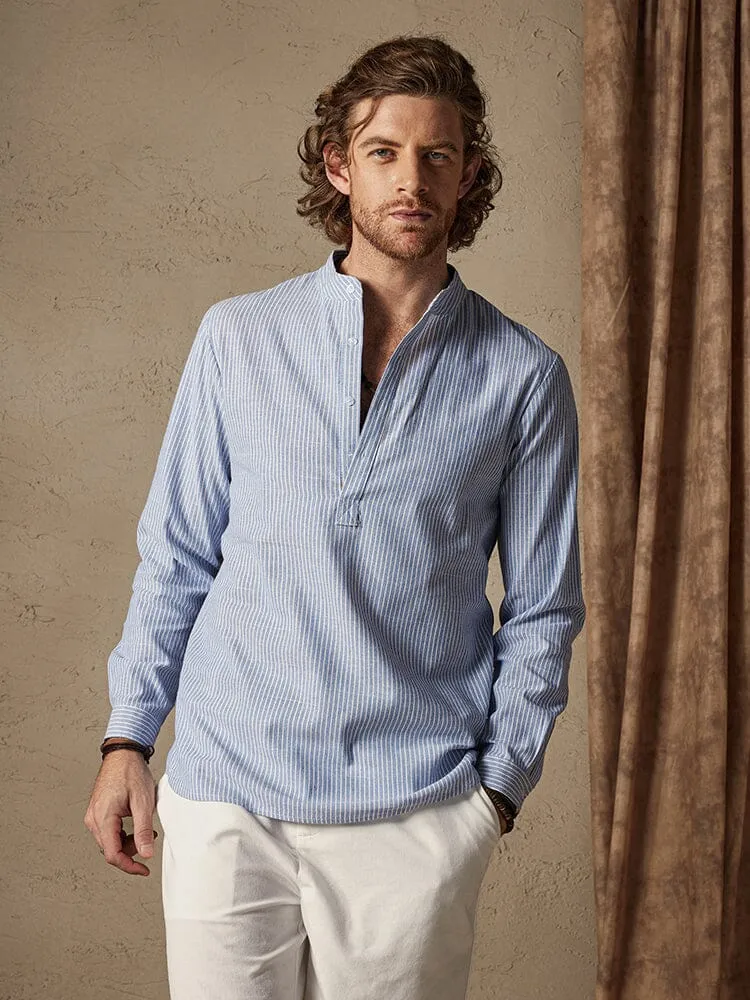 Cotton Linen Stripe Long Sleeve Shirts sold by Coofandy
