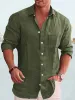 Cotton Linen Long Sleeve Shirt sold by Coofandy