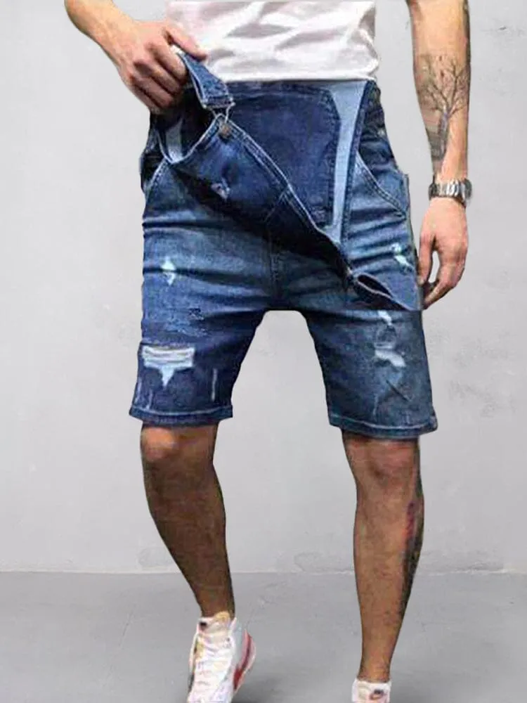 Torn Denim Overalls Shorts sold by Coofandy product image thumbnail 5