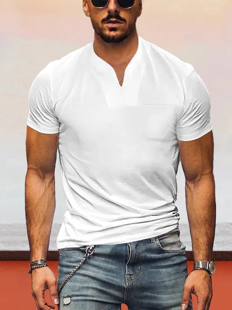 Loose Fit V-neck Short Sleeves T-shirt sold by Coofandy