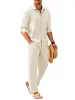 2 Piece Linen Style Long Sleeve Beach Vacation Outfits (US Only) sold by Coofandy