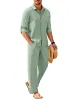 2 Piece Linen Style Long Sleeve Beach Vacation Outfits (US Only) sold by Coofandy