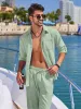 2 Piece Linen Style Long Sleeve Beach Vacation Outfits (US Only) sold by Coofandy
