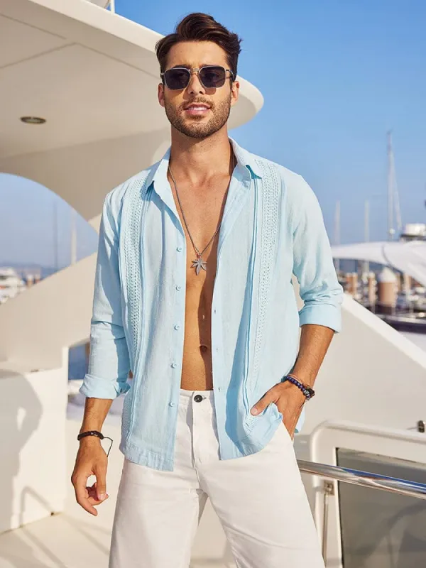 Cotton Beach Button Down Long Sleeve Shirt (US Only) sold by Coofandy
