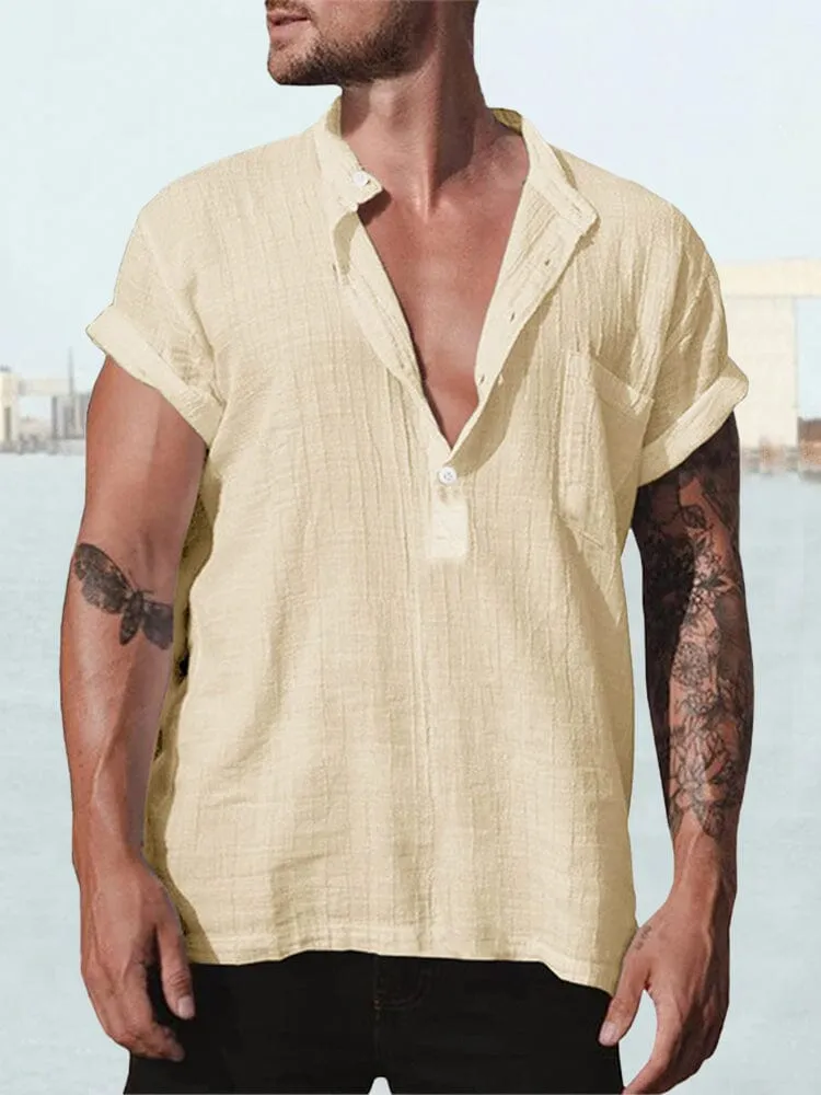 Fashion Cotton Linen Short Sleeve Shirt sold by Coofandy product image thumbnail 4