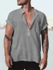 Fashion Cotton Linen Short Sleeve Shirt sold by Coofandy