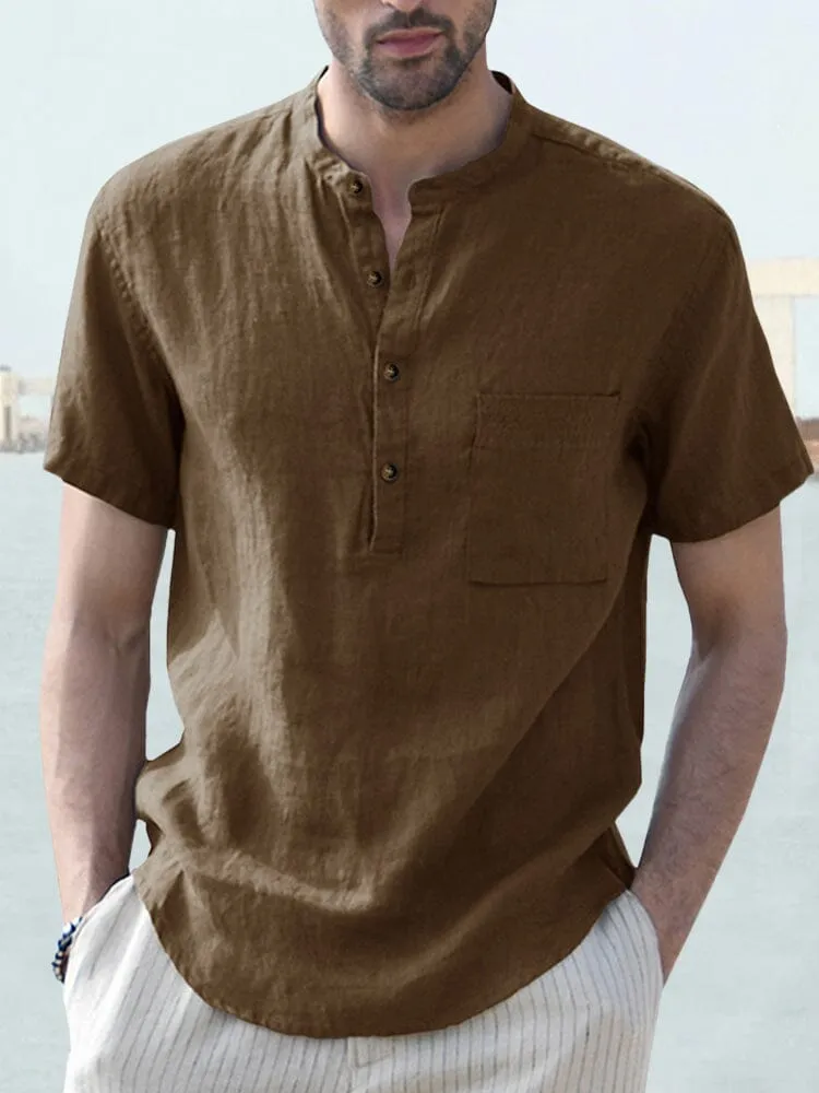 Cotton and Linen Button Shirt with Pocket sold by Coofandy product image thumbnail 5