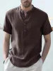 Cotton and Linen Button Shirt with Pocket sold by Coofandy