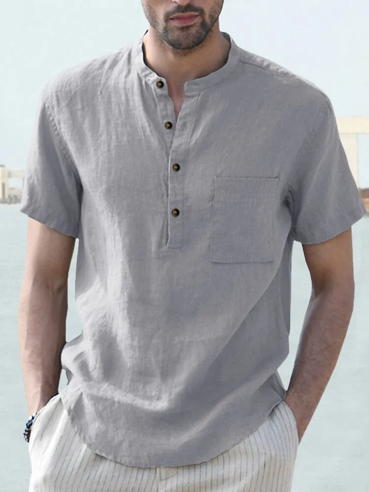 Cotton and Linen Button Shirt with Pocket sold by Coofandy product image thumbnail 4