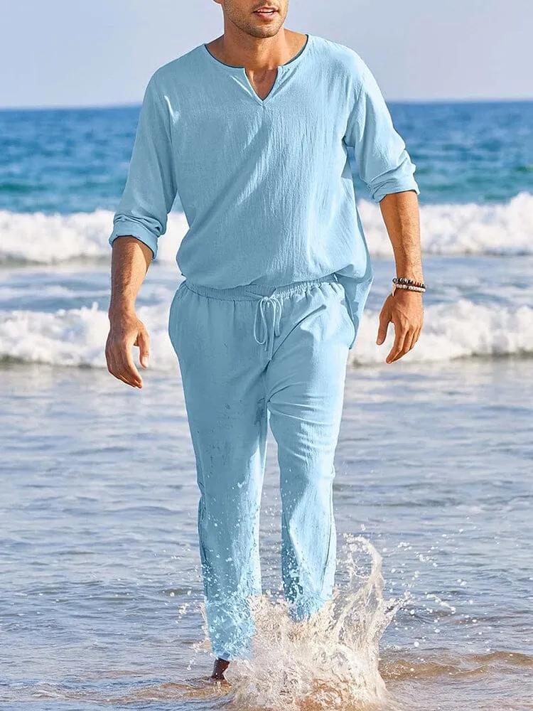 Casual Cotton and Linen Shirt Set sold by Coofandy product image thumbnail 4