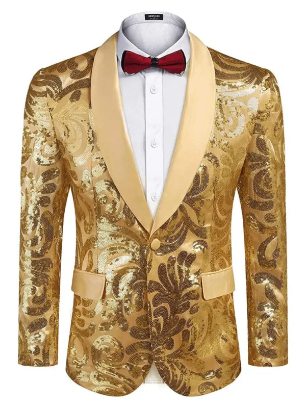 Shiny Sequins Blazer Floral Blazer (US Only) sold by Coofandy