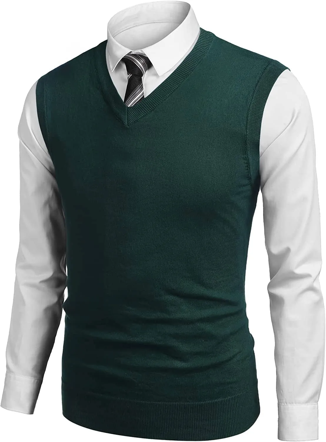 Solid V-Neck Sleeveless Knitted Vest (US Only) sold by Coofandy product image thumbnail 5