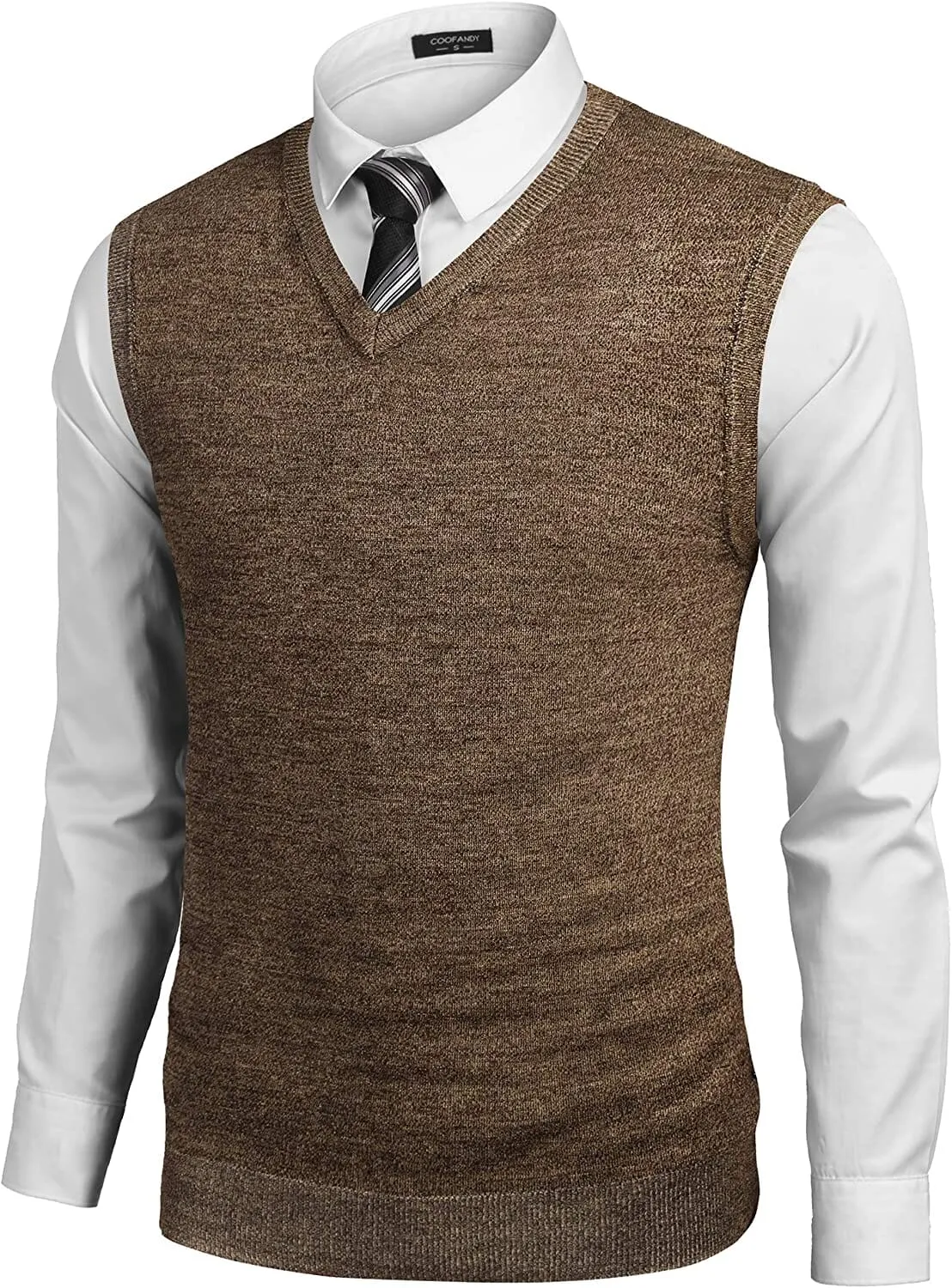 Solid V-Neck Sleeveless Knitted Vest (US Only) sold by Coofandy product image thumbnail 2