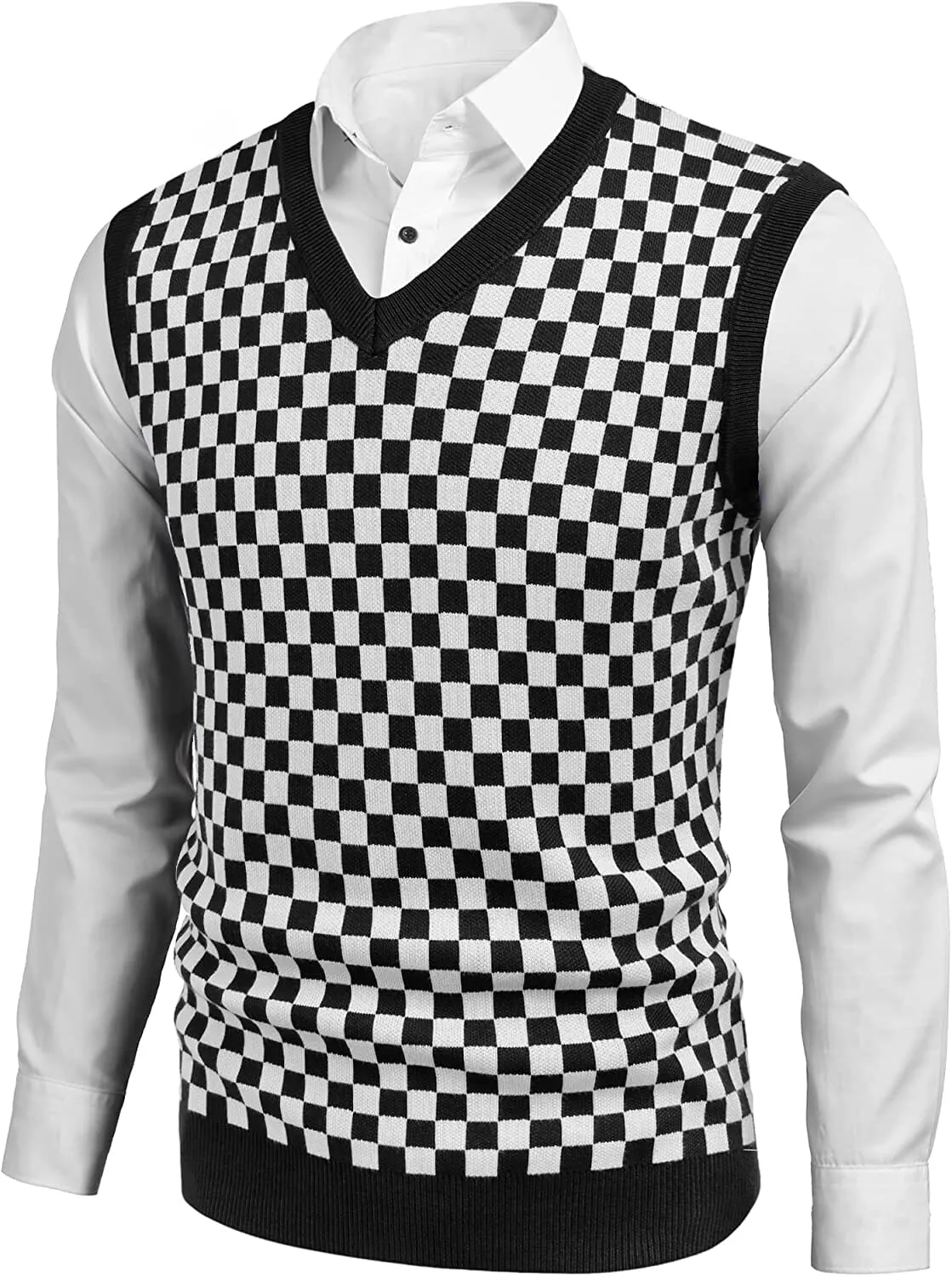 Solid V-Neck Sleeveless Knitted Vest (US Only) sold by Coofandy product image thumbnail 3