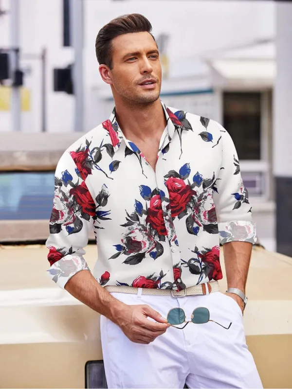 Floral Hawaiian Tropical Button Down Beach Shirt (US Only) sold by Coofandy