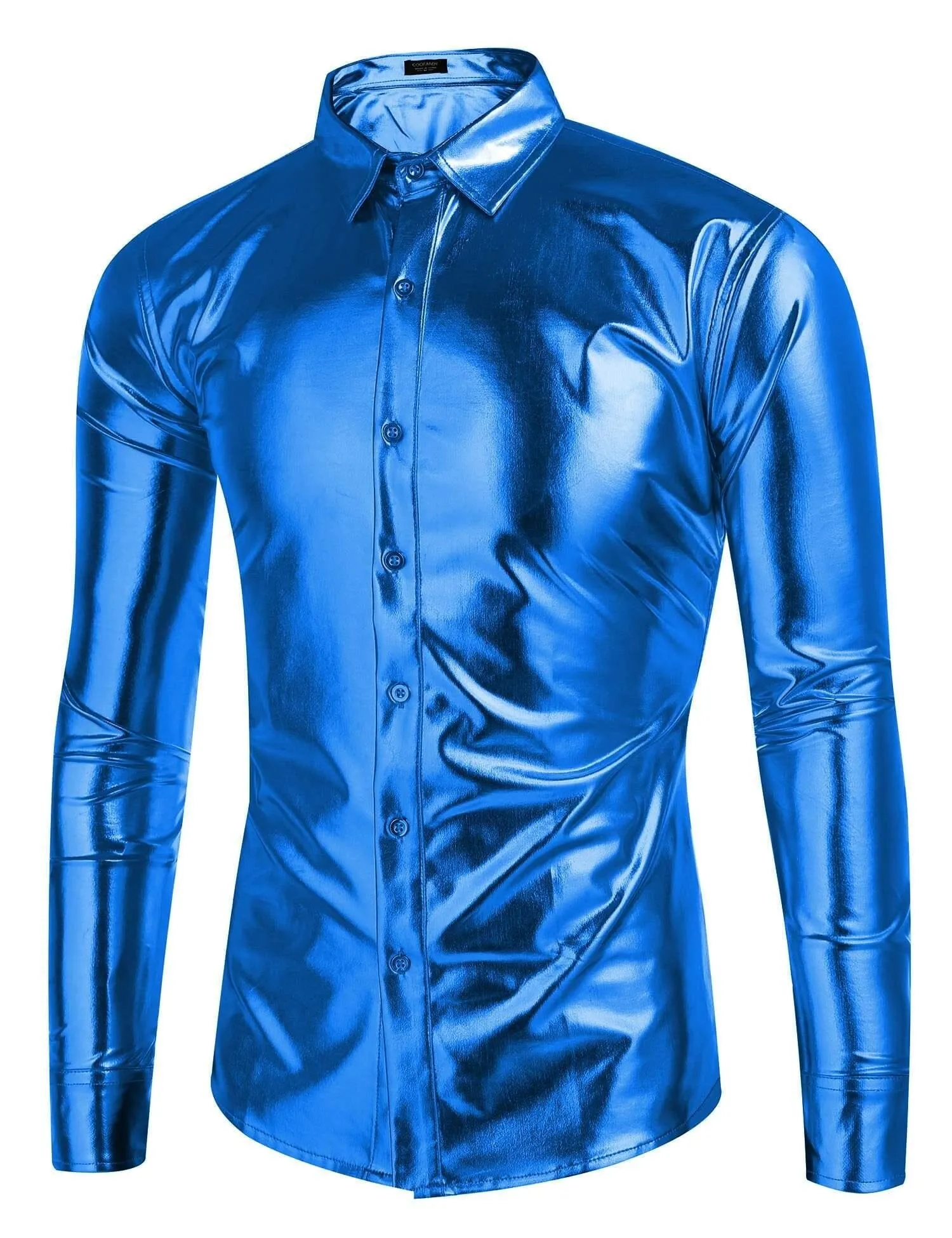 Metallic Disco Shiny Button Nightclub Party Shirt (US Only) sold by Coofandy product image thumbnail 4