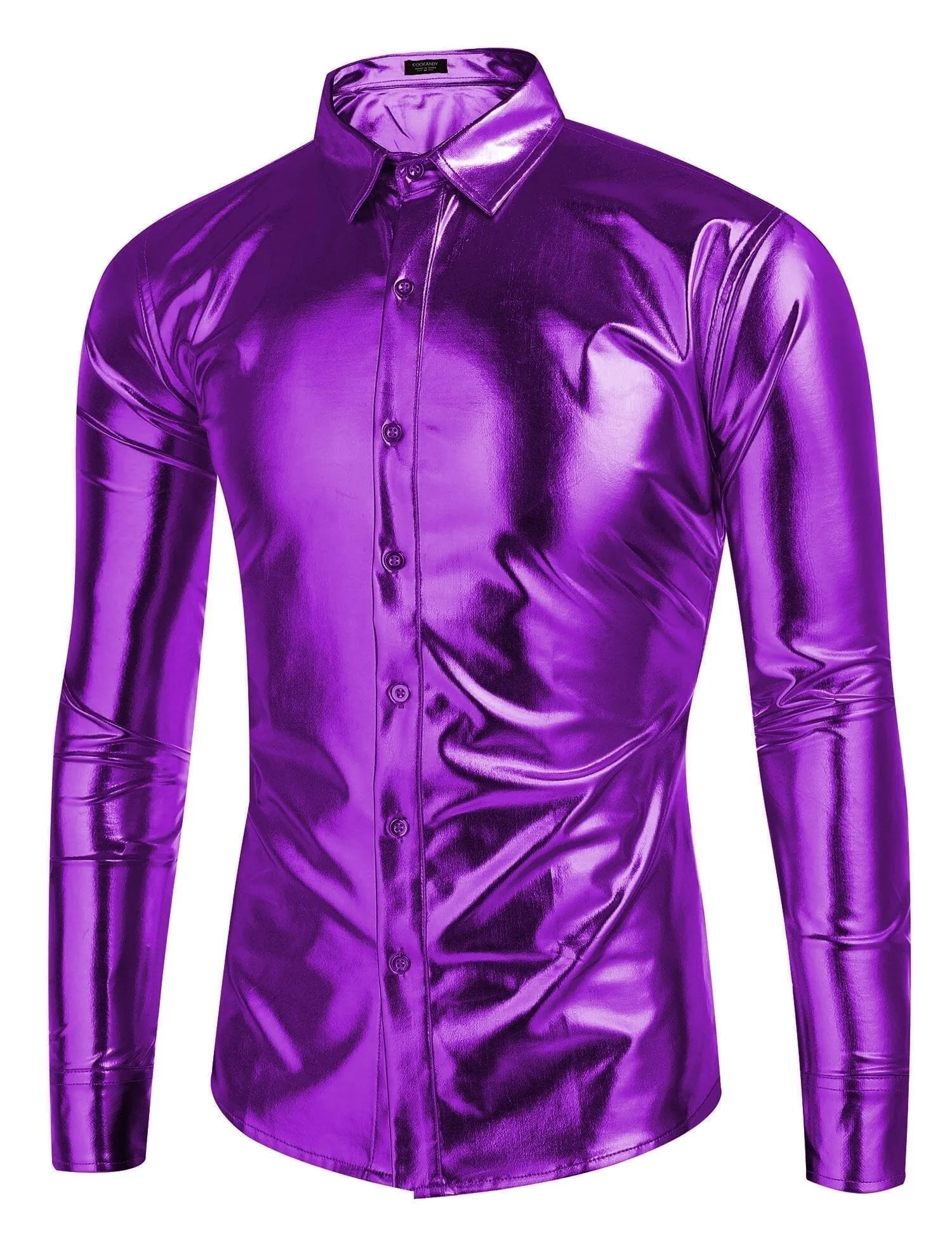 Metallic Disco Shiny Button Nightclub Party Shirt (US Only) sold by Coofandy product image thumbnail 5