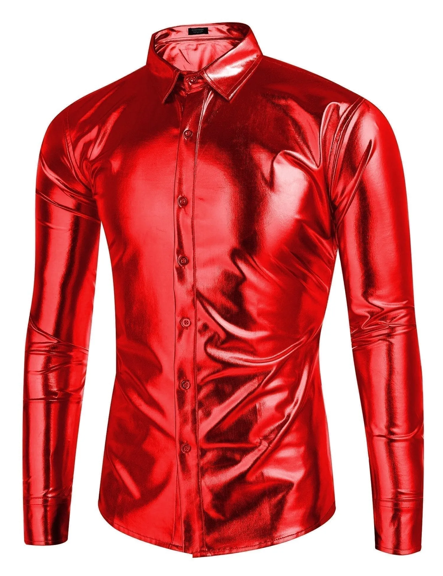 Metallic Disco Shiny Button Nightclub Party Shirt (US Only) sold by Coofandy product image thumbnail 3