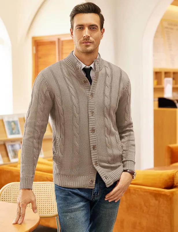 Cardigan Cable Knitted Button Down Sweater (US Only) sold by Coofandy