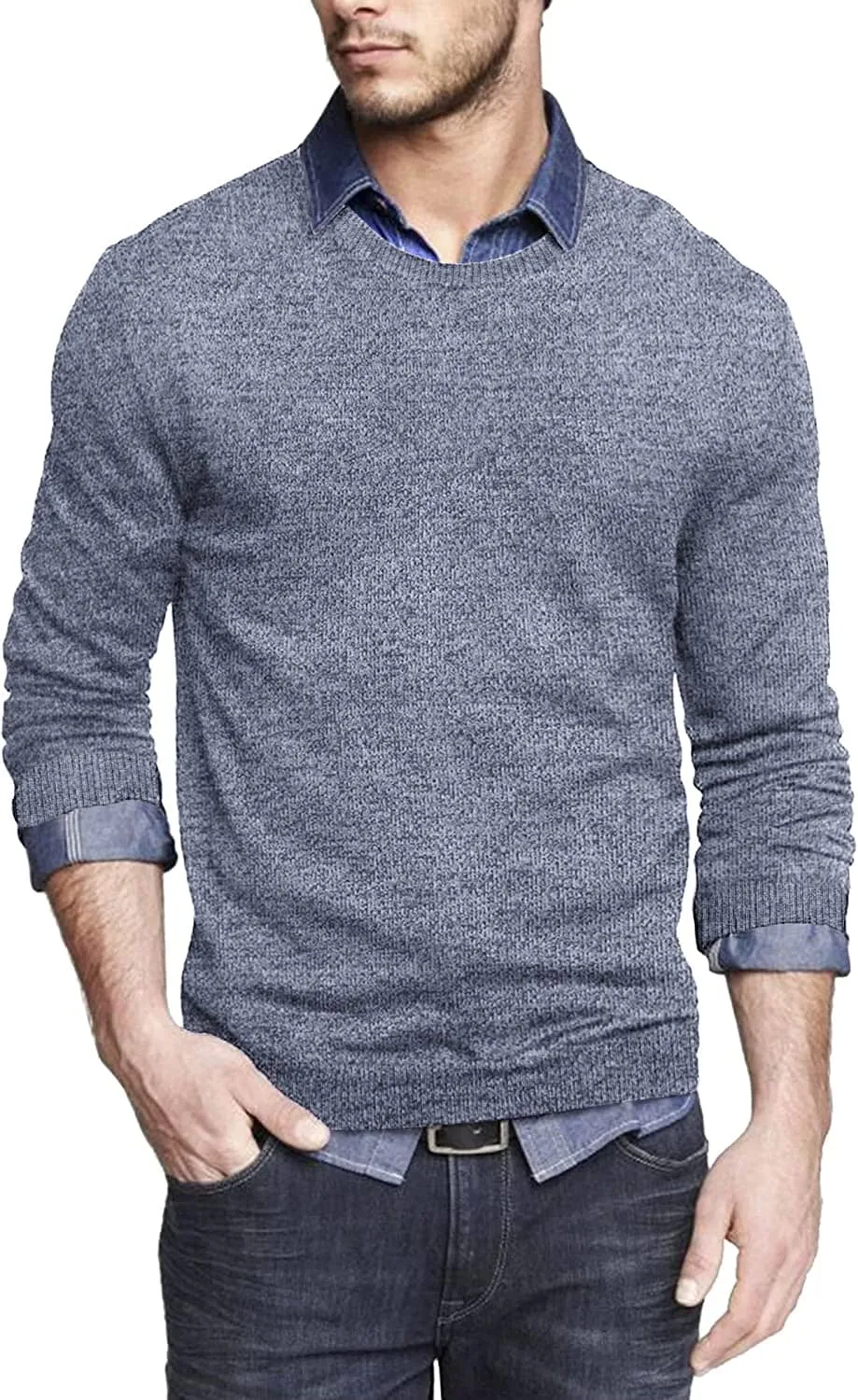 Solid Classic Crew Neck Sweater (US Only) sold by Coofandy product image thumbnail 4