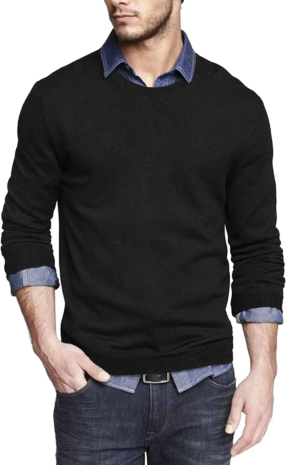 Solid Classic Crew Neck Sweater (US Only) sold by Coofandy product image thumbnail 5