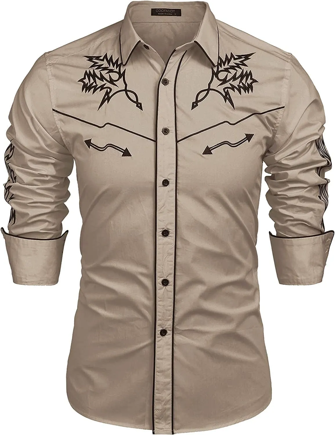 Western Cowboy Embroidered Button Down Cotton Shirt (US Only) sold by Coofandy product image thumbnail 4