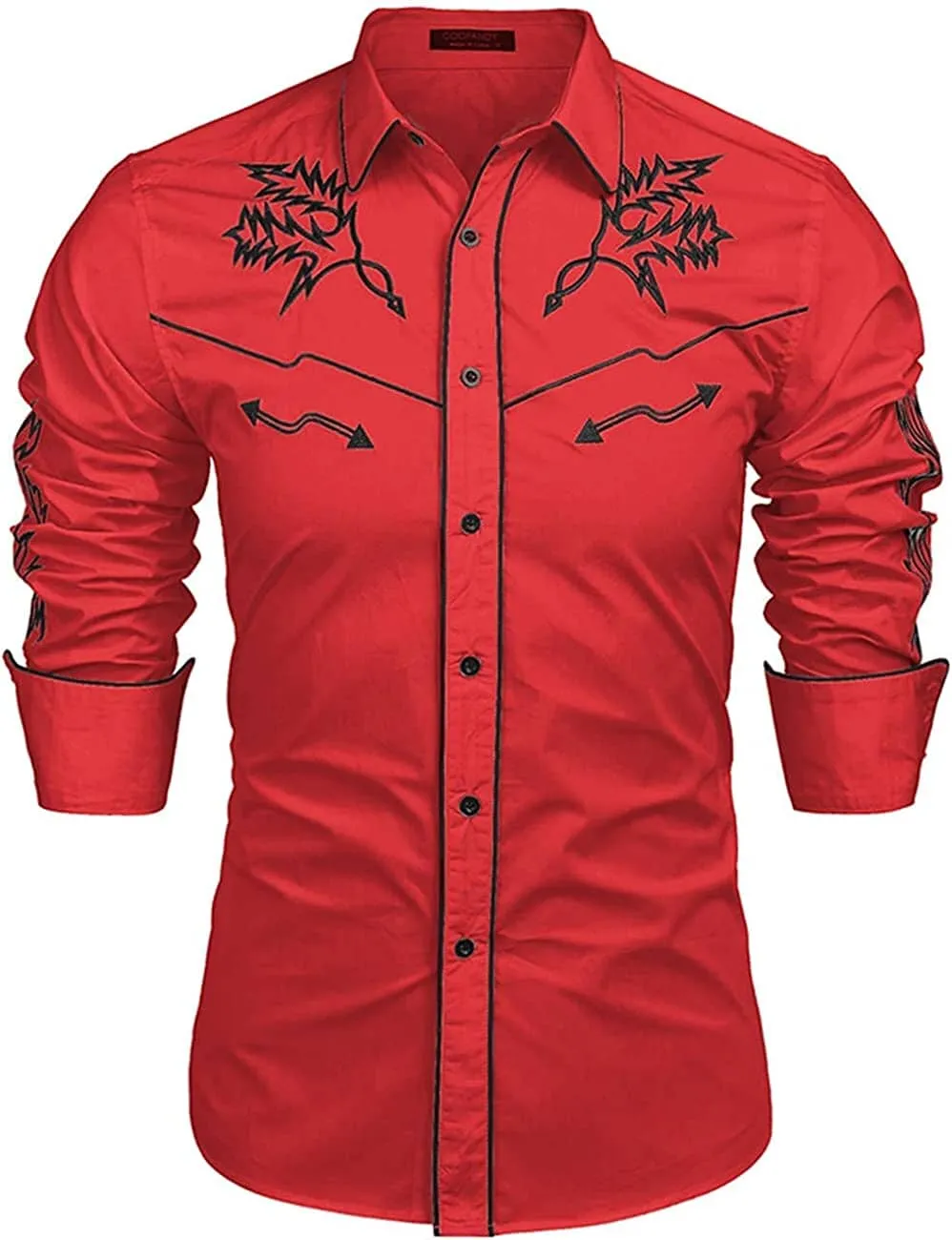Western Cowboy Embroidered Button Down Cotton Shirt (US Only) sold by Coofandy product image thumbnail 5