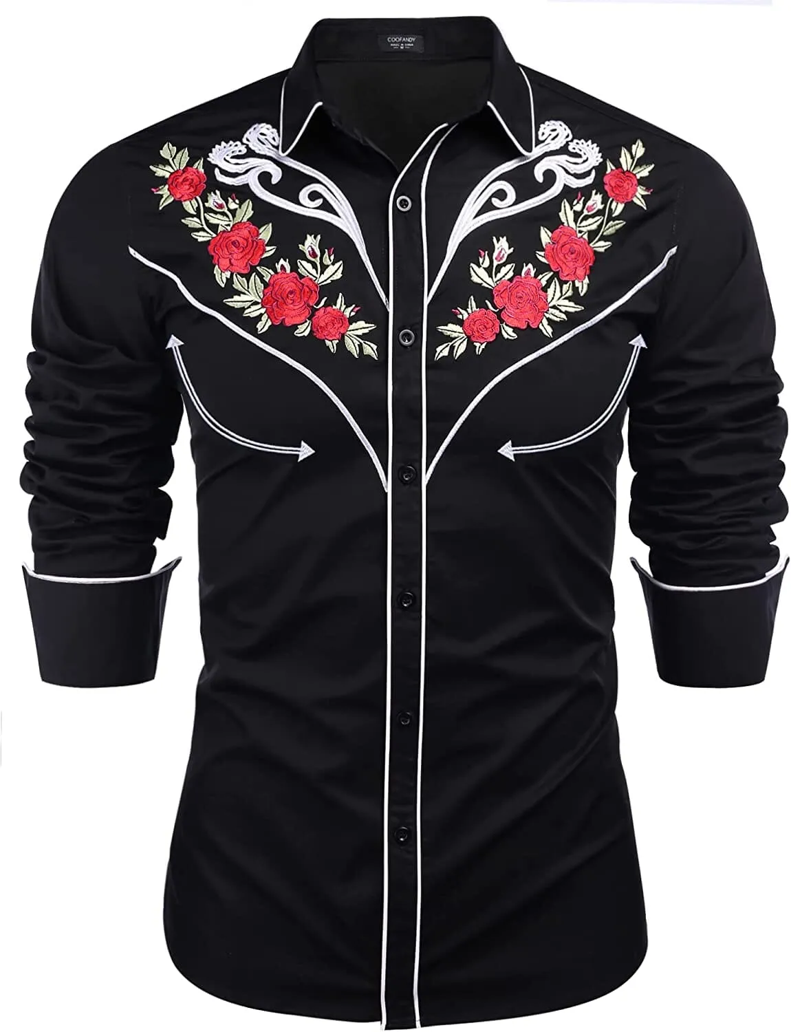 Western Cowboy Embroidered Button Down Cotton Shirt (US Only) sold by Coofandy product image thumbnail 2