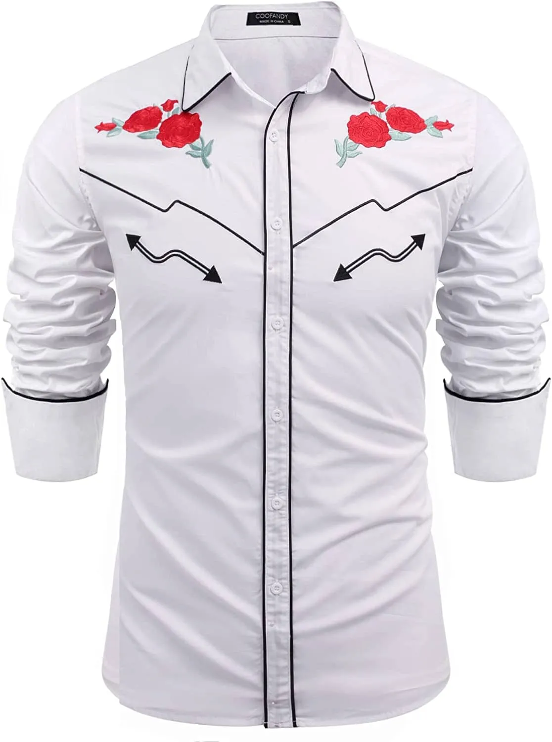 Western Cowboy Embroidered Button Down Cotton Shirt (US Only) sold by Coofandy product image thumbnail 3