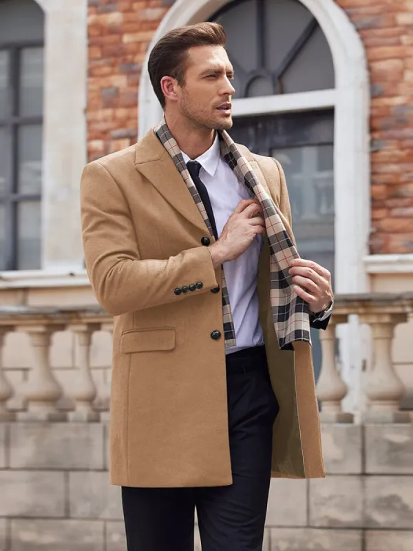 Wool Blend Coat with Detachable Plaid Scarf (US Only) sold by Coofandy
