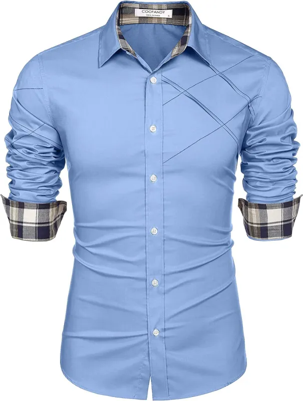 Plaid Collar Button Cotton Dress Shirt (US Only) sold by Coofandy