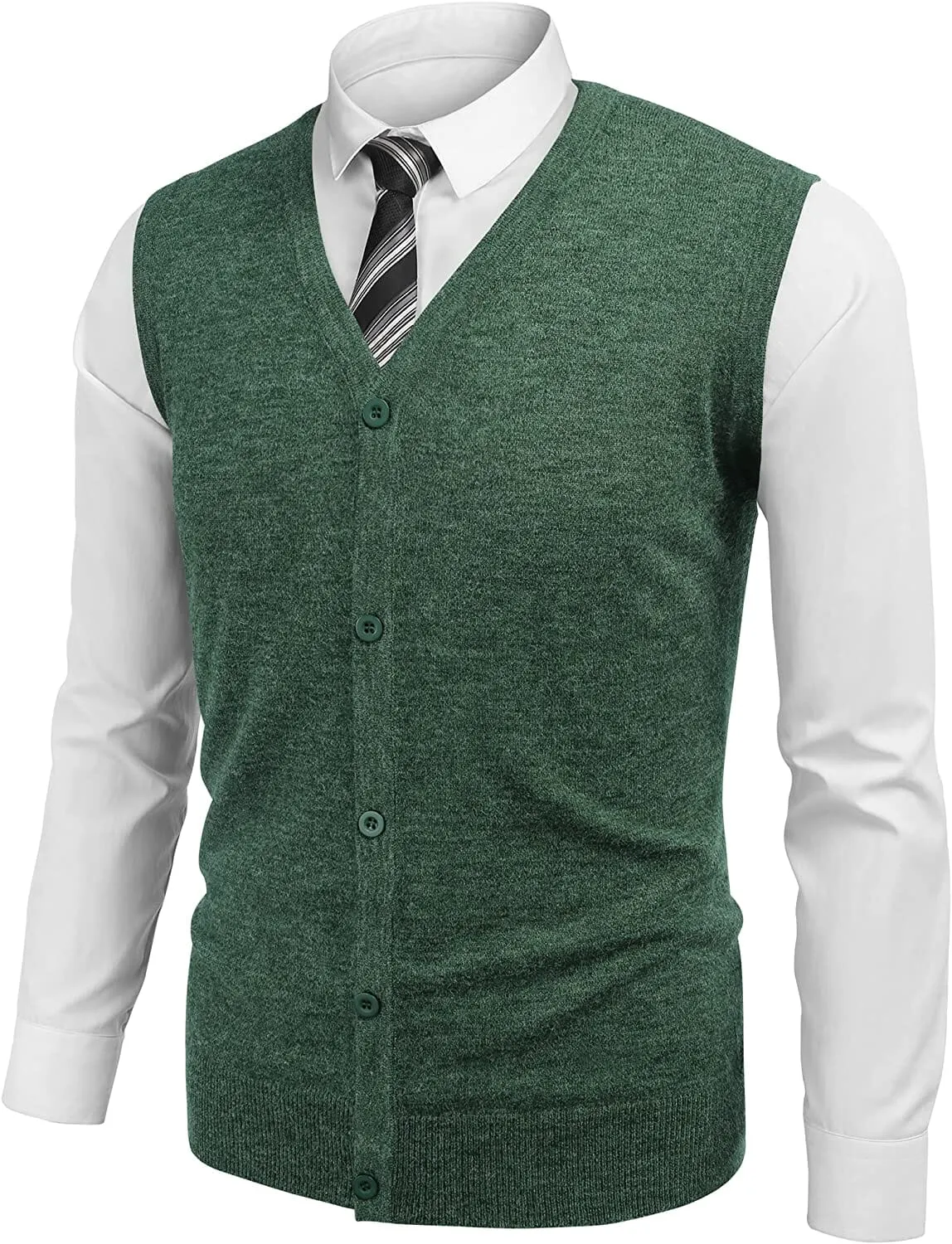 Casual Sleeveless Knitted Button Cardigan Vest (US Only) sold by Coofandy product image thumbnail 4