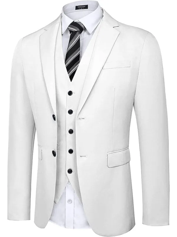 2-Piece Two Button Solid Prom Tuxedo Blazer Vest Set (US Only) sold by Coofandy
