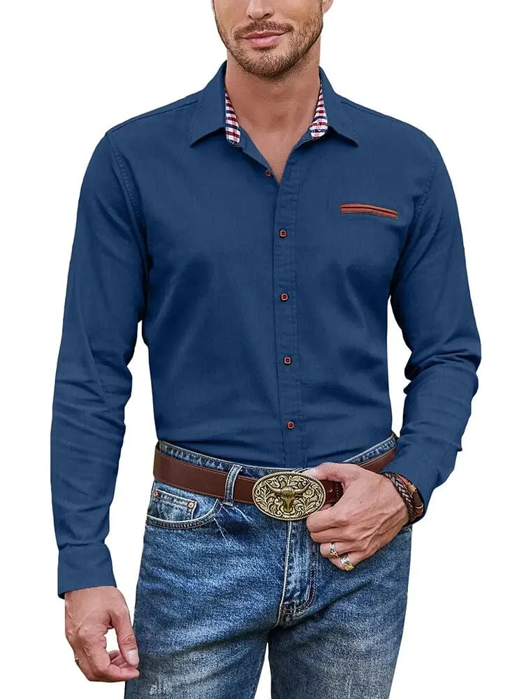 Casual Button Denim Shirt (US Only) sold by Coofandy product image thumbnail 3