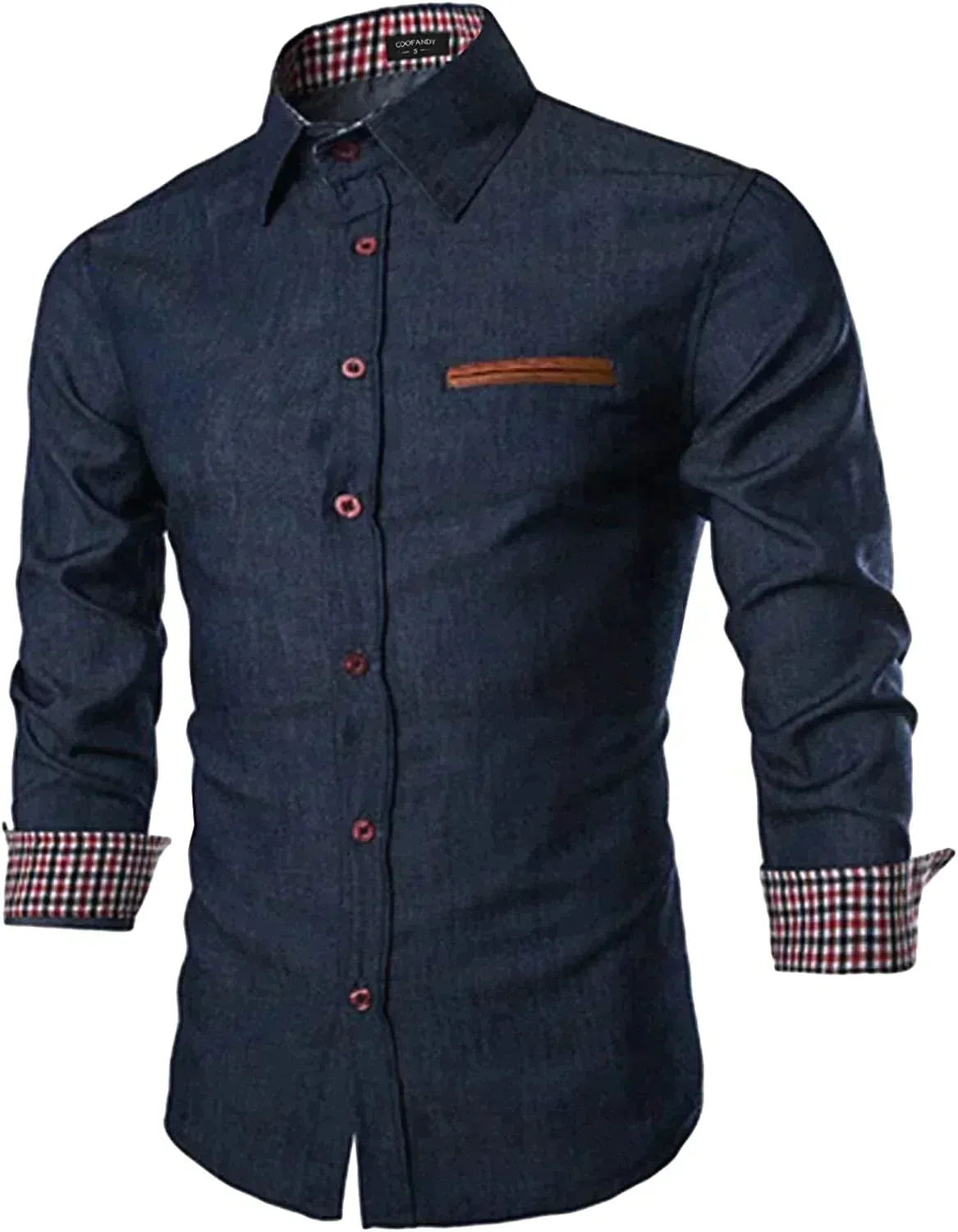 Casual Button Down Denim Shirt with Pocket (US Only) sold by Coofandy product image thumbnail 3