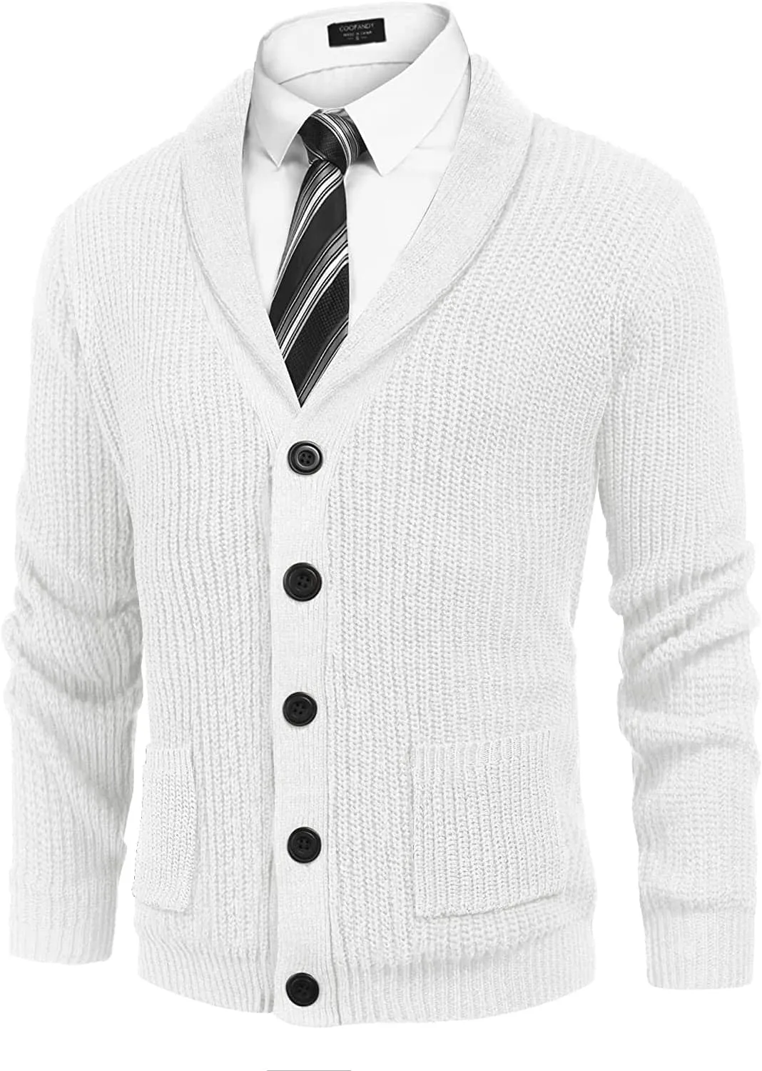 Lapel Button Up Cable Knit Cardigan with Pockets (US Only) sold by Coofandy product image thumbnail 2