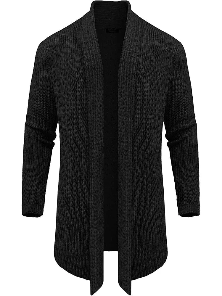 Knit Ruffle Drape Long Cardigan (US Only) sold by Coofandy