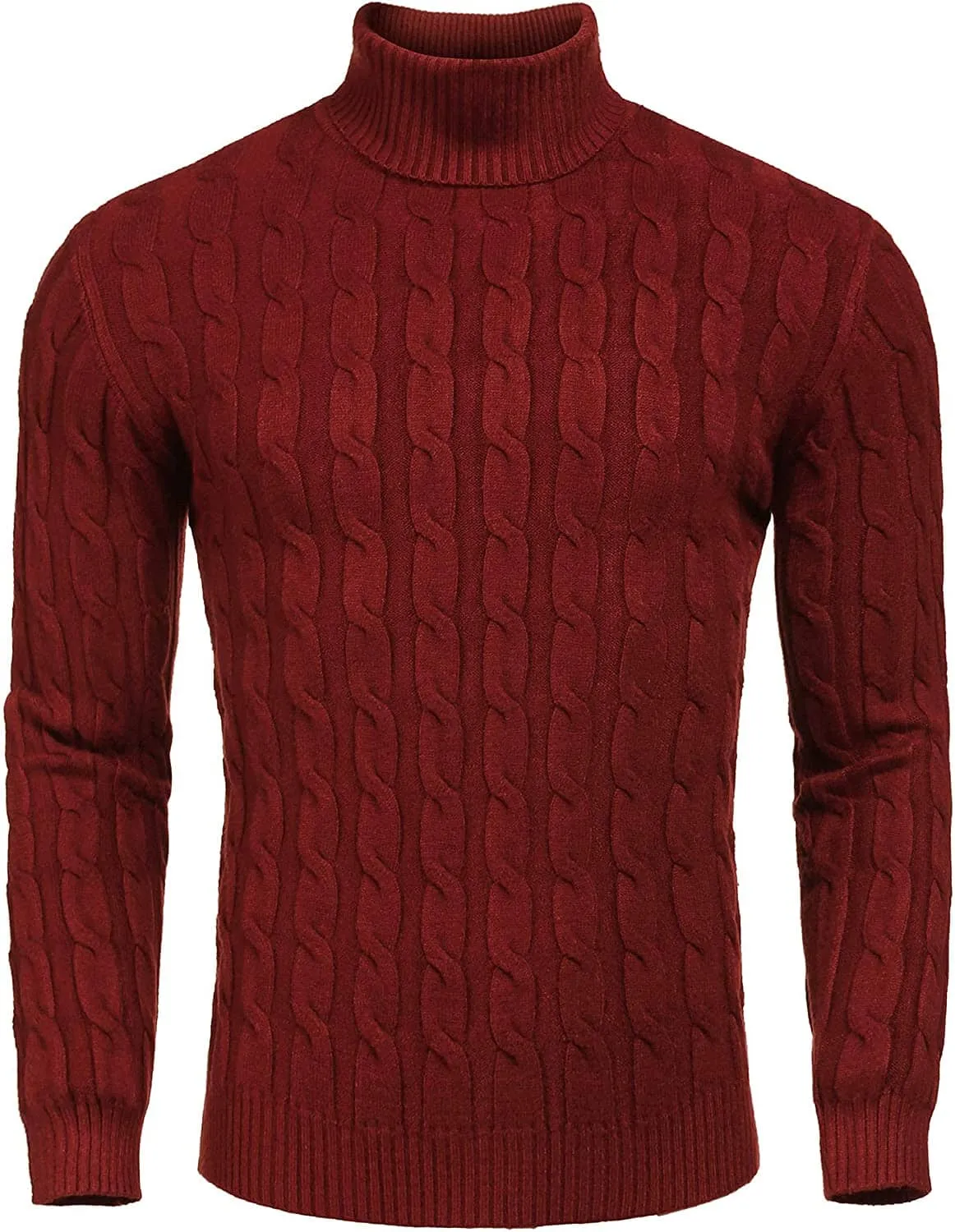 Slim Fit Turtleneck Twisted Knitted Pullover Sweater (US Only) sold by Coofandy product image thumbnail 5